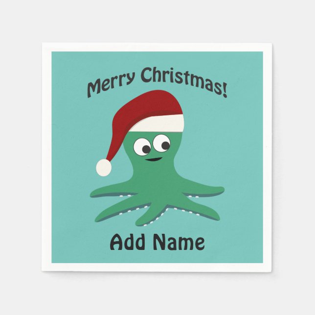 Frohe Weihnachtsoktopus Serviette (Vorderseite)