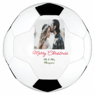 Frohe Weihnachtspaar Foto geben Namen glücklichen  Fußball