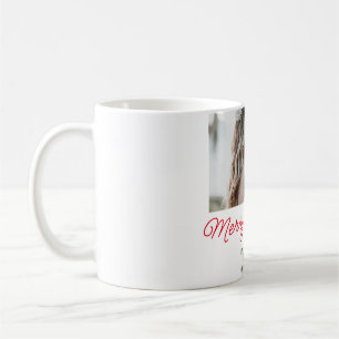 Frohe Weihnachtspaar Foto geben Namen glücklichen Kaffeetasse