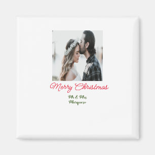 Frohe Weihnachtspaar Foto geben Namen glücklichen Magnet