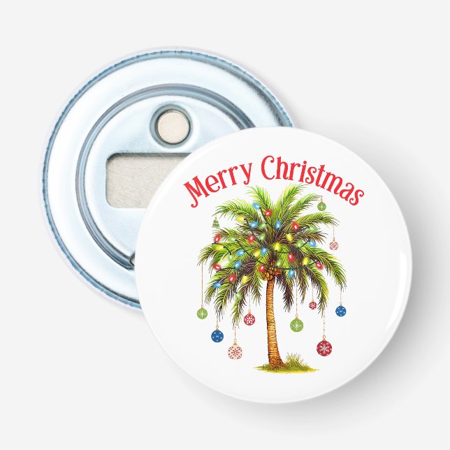 Frohe Weihnachtspalme Tree Light Hawaiian Tropical Flaschenöffner (Vorderseite)