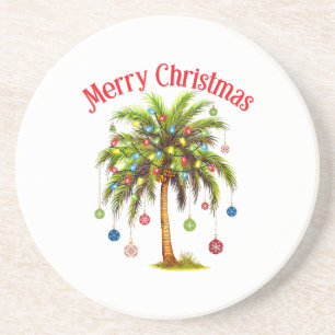 Frohe Weihnachtspalme Tree Light Hawaiian Tropical Getränkeuntersetzer