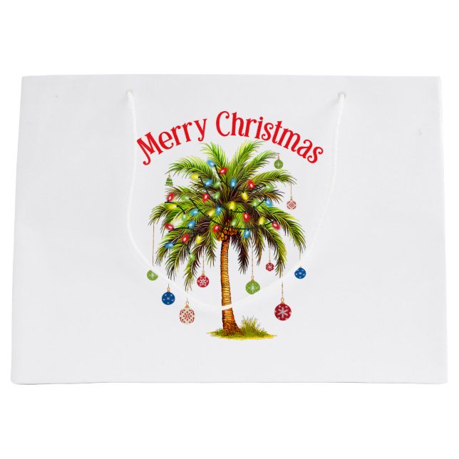 Frohe Weihnachtspalme Tree Light Hawaiian Tropical Große Geschenktüte (Vorderseite)
