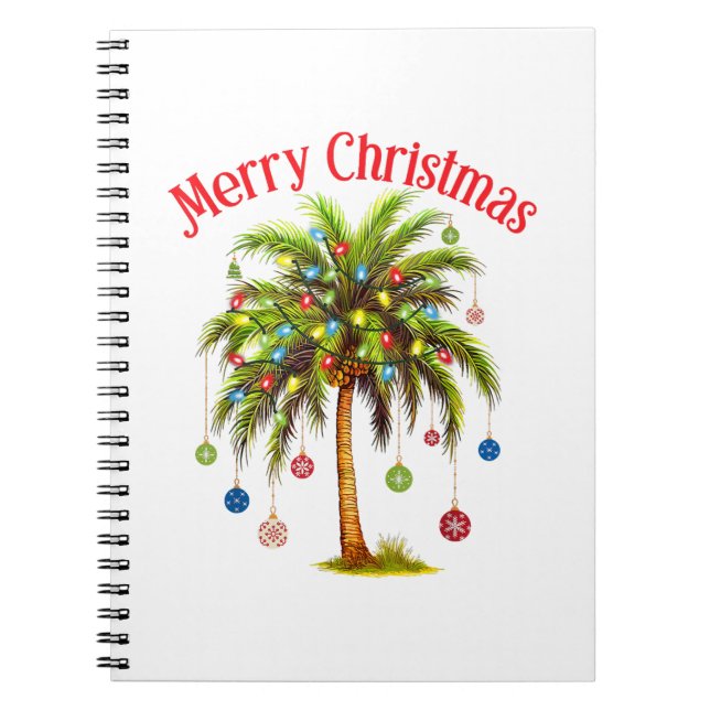 Frohe Weihnachtspalme Tree Light Hawaiian Tropical Notizblock (Vorderseite)