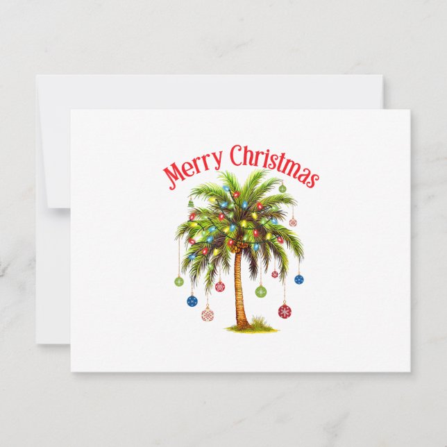 Frohe Weihnachtspalme Tree Light Hawaiian Tropical RSVP Karte (Vorderseite)
