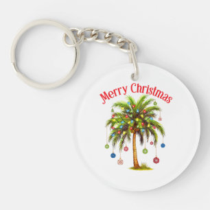 Frohe Weihnachtspalme Tree Light Hawaiian Tropical Schlüsselanhänger