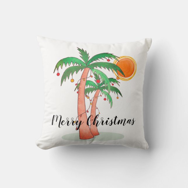 Frohe Weihnachtspalmen  Kissen (Vorderseite)
