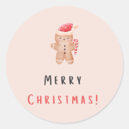Frohe Weihnachtspastel Pink Gingerbread Runder Aufkleber