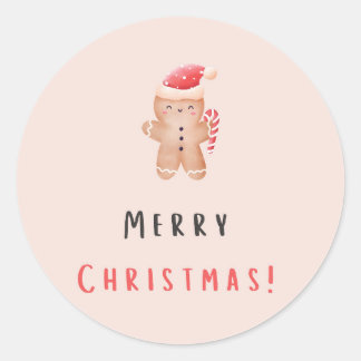 Frohe Weihnachtspastel Pink Gingerbread Runder Aufkleber