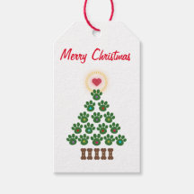 Frohe Weihnachtspaw Print Tree Geschenk-Tag