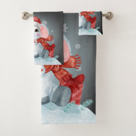 Frohe WeihnachtsPenguin für Kinder Badetuch Set