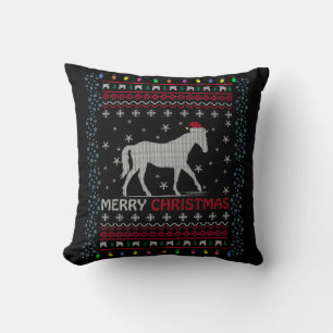 Frohe Weihnachtspferde mit Weihnachtsmannmütze Kissen