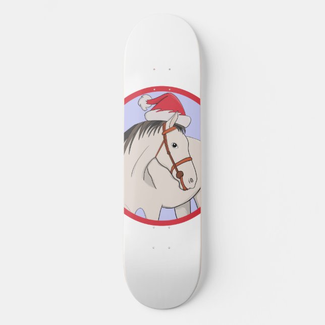 Frohe Weihnachtspferde Skateboard (Vorderseite)