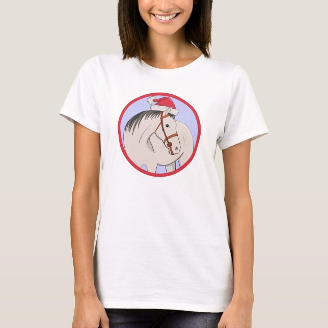 Frohe Weihnachtspferde T-Shirt (Vorderseite)