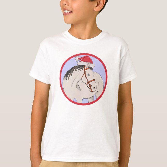 Frohe Weihnachtspferde T-Shirt (Vorderseite)