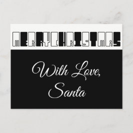 Frohe Weihnachtspiano Keyes Typografie Schwarz-wei Feiertagspostkarte