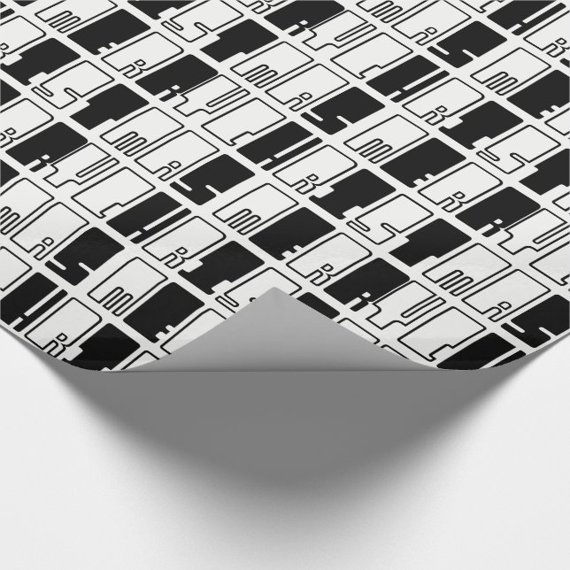 Frohe Weihnachtspiano Keys Typografie Schwarz-weiß Geschenkpapier (Ecke)