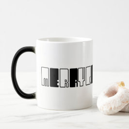 Frohe Weihnachtspiano Keys Typografie Schwarz-weiß Verwandlungstasse