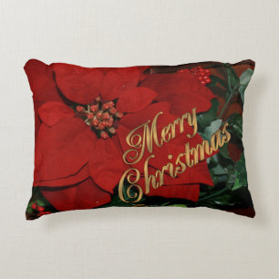 Frohe Weihnachtspillow poinsettias Zierkissen