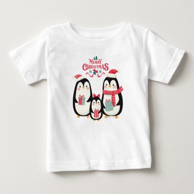 Frohe Weihnachtspinguine Baby T-shirt (Vorderseite)