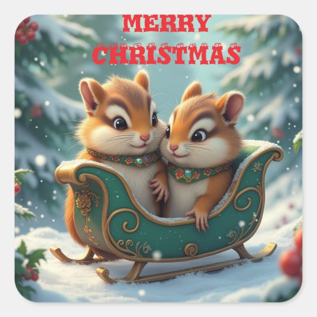 Frohe Weihnachtsplitter Quadratischer Aufkleber (Vorderseite)