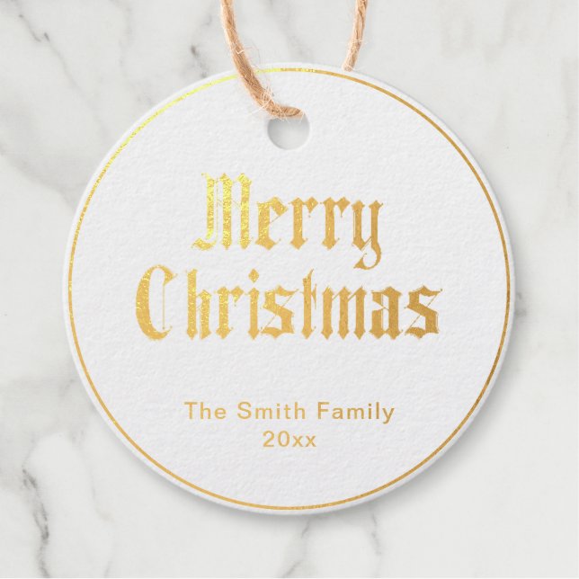 Frohe Weihnachtspoinsettia Foil Gift Tag (Vorderseite)