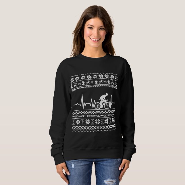Frohe Weihnachtspulli auf dem Fahrrad Sweatshirt (Vorne ganz)