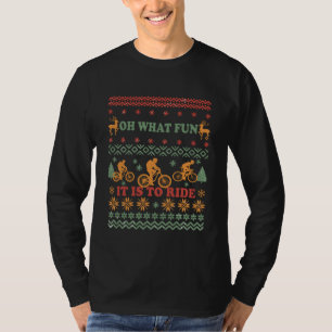 Frohe Weihnachtspulli auf dem Fahrrad T-Shirt
