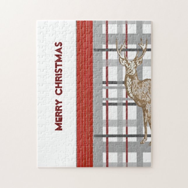 Frohe Weihnachtspuzzle Weihnachten Kariertes Hirsc (Vertikal)