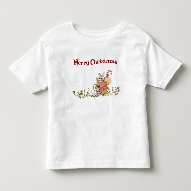 Frohe WeihnachtsRabbit Teasing Bunny Holiday Szene Kleinkind T-shirt (Vorderseite)