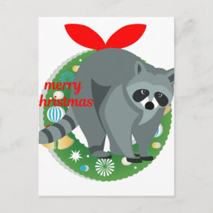 Frohe Weihnachtsracoon Feiertagspostkarte