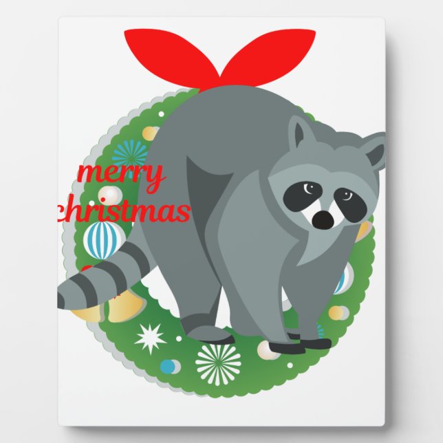 Frohe Weihnachtsracoon Fotoplatte (Vorderseite)