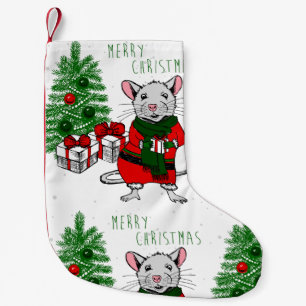 Frohe Weihnachtsratte Kleiner Weihnachtsstrumpf