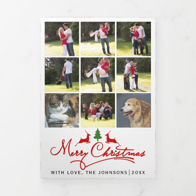 Frohe Weihnachtsrebe und Foto Collage Dreifach Gefaltete Urlaubskarte (Cover)