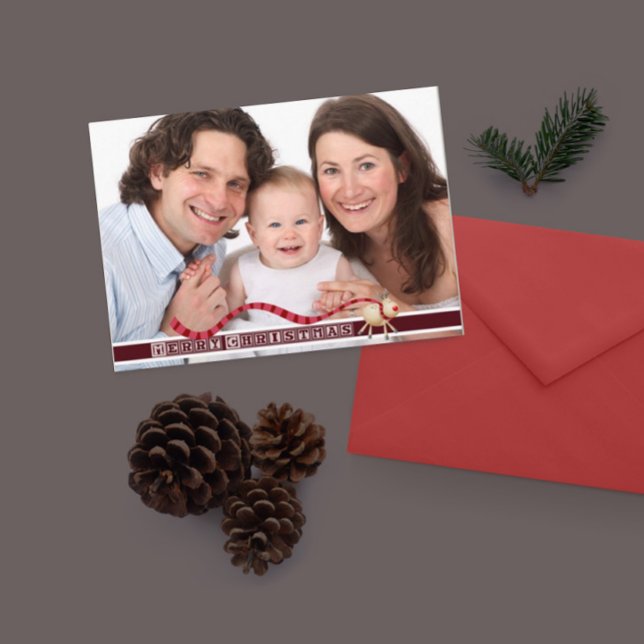 Frohe Weihnachtsreiniger & Blocktext mit Foto Feiertagspostkarte (Von Creator hochgeladen)