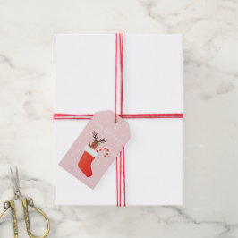 Frohe Weihnachtsreiniger in einem Strumpf weiß Geschenkanhänger