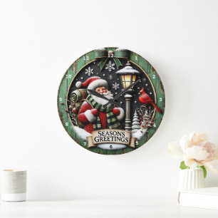 Frohe Weihnachtsreise Weihnachten mit Rucksack-Wan Große Wanduhr