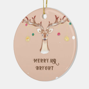 Frohe Weihnachtsrentiere fröhlich und hell Keramik Ornament