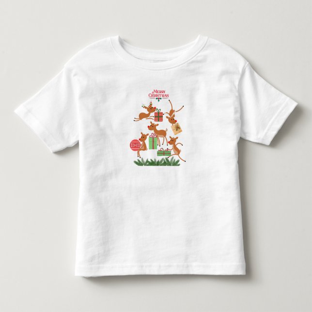 Frohe Weihnachtsrentiere Kleinkind T-shirt (Vorderseite)