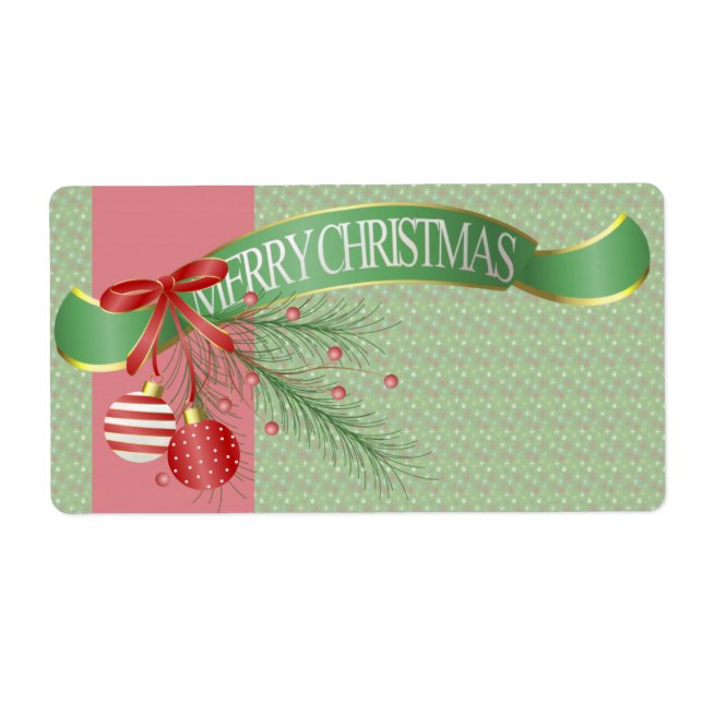 Frohe Weihnachtsribons und Bows Kitchen Labels (Vorne)