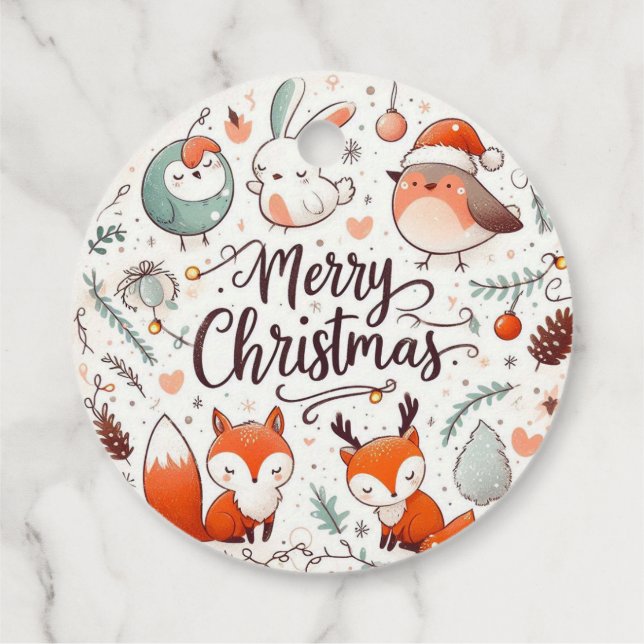 Frohe Weihnachtsrobben und Füchse Geschenkanhänger (Rückseite)