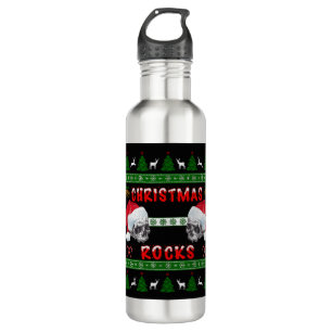 Frohe WeihnachtsROCKS Ugly Christmas Sweater Edelstahlflasche