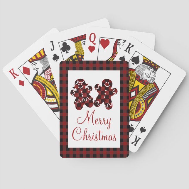 Frohe Weihnachtsrot und Kariertes Lebkuchen Spielkarten (Rückseite)