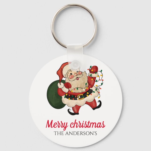 Frohe Weihnachtssanta Schlüsselanhänger (Vorderseite)