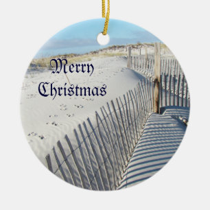 Frohe Weihnachtsschatten, Sanddünen und Zäune Keramikornament