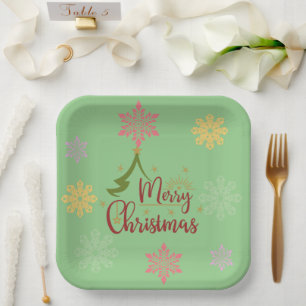 Frohe Weihnachtsscheibe Pappteller