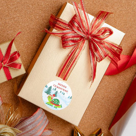 Frohe Weihnachtsschildkröte Ice Skaten Stickers