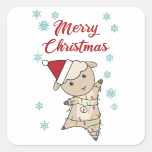 Frohe Weihnachtsschlammschnee Winterschaf Quadratischer Aufkleber