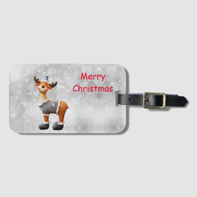 Frohe Weihnachtsschlange mit einem Hut Gepäckanhänger (Vorderseite (Horizontal))