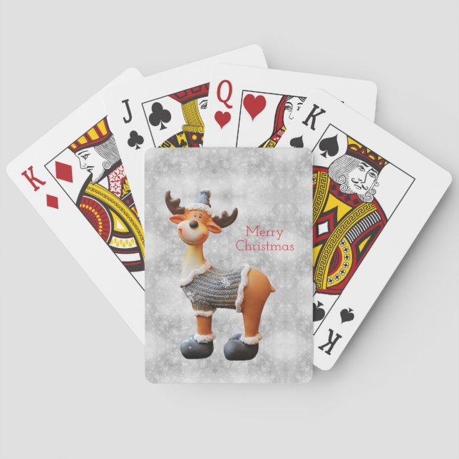 Frohe Weihnachtsschlange mit einem Hut Spielkarten (Rückseite)